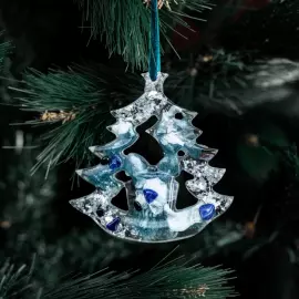 Set of Christmas tree toys with sapphire "New Year's" collection "Stories" 6 pcs